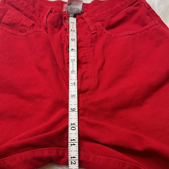 Vintage Guess Women's Red Denim High Waist Bermuda Shorts 100% Cotton 29 - Picture 9 of 12